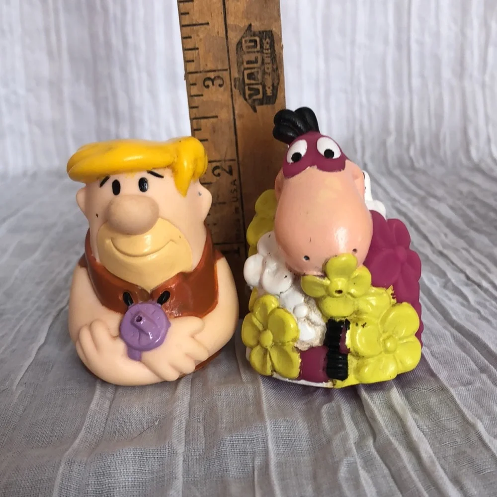 Vintage Flintstones Pebbles plastic cup & bowl & Barney & Dino water squirters - Picture 15 of 16